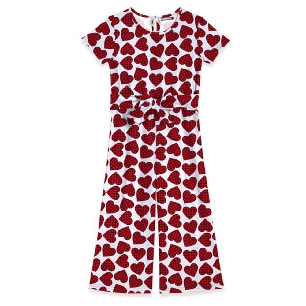 Girls Valentine’s Day Plaid Heart Jumpsuit size 6